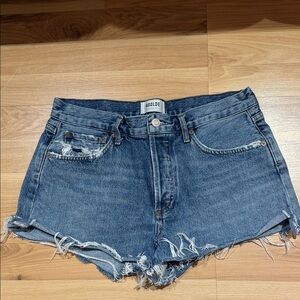 Agolde Distressed Blue Jean Shorts